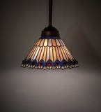 8"W Tiffany Jeweled Peacock Mini Pendant