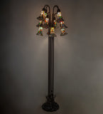 63"H Stained Glass Pond Lily 12 Lt Floor Lamp