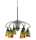 26"W Iris 6 Lt Tiffany Floral Chandelier