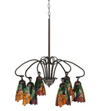 26"W Iris 6 Lt Tiffany Floral Chandelier