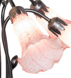 24"W Pink Tiffany Pond Lily 7 Lt Chandelier