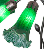 24"W Green Tiffany Pond Lily 7 Lt Chandelier