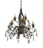 26"W New Country French 9 Lt Glam Chandelier