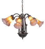 24"W Amber/Purple Tiffany Pond Lily 7 Lt Chandelier