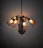 24"W Amber/Purple Tiffany Pond Lily 7 Lt Chandelier