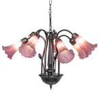 24"W Lavender Tiffany Pond Lily 7 Lt Chandelier