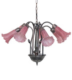 24"W Lavender Tiffany Pond Lily 7 Lt Chandelier