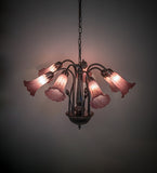 24"W Lavender Tiffany Pond Lily 7 Lt Chandelier