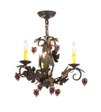 18"W Vineyard 3 Lt W/Crystals Victorian Floral Chandelier