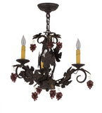 18"W Vineyard 3 Lt W/Crystals Victorian Floral Chandelier