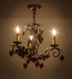 18"W Vineyard 3 Lt W/Crystals Victorian Floral Chandelier