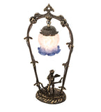 19"H Pink/Blue Cherub With Violin Mini Lamp
