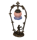19"H Pink/Blue Cherub With Violin Mini Lamp