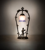 19"H Pink/Blue Cherub With Violin Mini Lamp