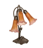16"H Amber/Purple Tiffany Pond Lily 3 Lt Accent Lamp