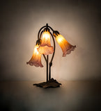 16"H Amber/Purple Tiffany Pond Lily 3 Lt Accent Lamp