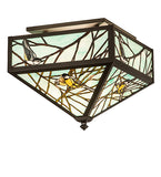 21"Sq Backyard Friends Wildlife Stained Glass Flushmount