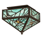 21"Sq Backyard Friends Wildlife Stained Glass Flushmount