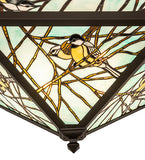 21"Sq Backyard Friends Wildlife Stained Glass Flushmount