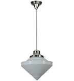 14"W Revival Deco Schoolhouse W/Deco Cone Globe Pendant