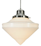 14"W Revival Deco Schoolhouse W/Deco Cone Globe Pendant