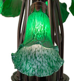 24"W Green Tiffany Pond Lily 12 Lt Chandelier