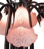 24"W Pink Tiffany Pond Lily 12Lt Chandelier