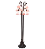 63"H Pink Tiffany Pond Lily 12 Lt Floor Lamp