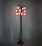 63"H Pink Tiffany Pond Lily 12 Lt Floor Lamp