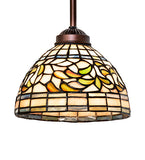 8"W Turning Leaf Stained Glass Floral Pendant