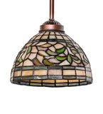 8"W Turning Leaf Stained Glass Floral Pendant