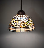 8"W Turning Leaf Stained Glass Floral Pendant