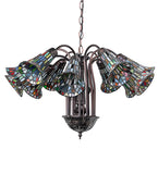 24"W Multicolored Stained Glass Pond Lily 12 Lt Chandelier