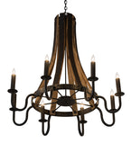 43"W Barrel Stave Madera 8 Lt Chandelier