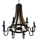 43"W Barrel Stave Madera 8 Lt Chandelier
