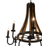 43"W Barrel Stave Madera 8 Lt Chandelier