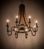 43"W Barrel Stave Madera 8 Lt Chandelier