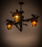 40"W Acorn Branch 3 Lt Chandelier