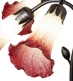 24"W Seafoam/Cranberry Tiffany Pond Lily 7 Lt Chandelier