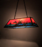 42"L Trout & Fisherman Island/Billiard Oblong Pendant