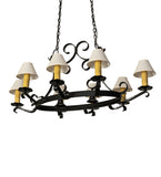 56"L Handforged Oval 8 Lt W/Downlight Chandelier