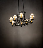 56"L Handforged Oval 8 Lt W/Downlight Chandelier