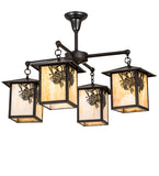 32"W Seneca Winter Pine 4 Lt Chandelier