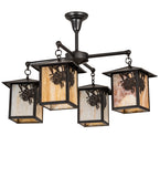 32"W Seneca Winter Pine 4 Lt Chandelier