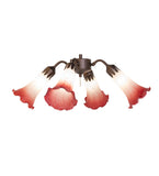 19"W Pink/White Tiffany Pond Lily 4 Lt Fan Light