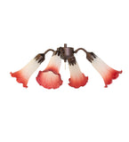 19"W Pink/White Tiffany Pond Lily 4 Lt Fan Light