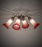 19"W Pink/White Tiffany Pond Lily 4 Lt Fan Light