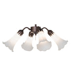 19"W White Tiffany Pond Lily 4 Lt Fan Light