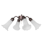 19"W White Tiffany Pond Lily 4 Lt Fan Light