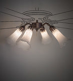 19"W White Tiffany Pond Lily 4 Lt Fan Light